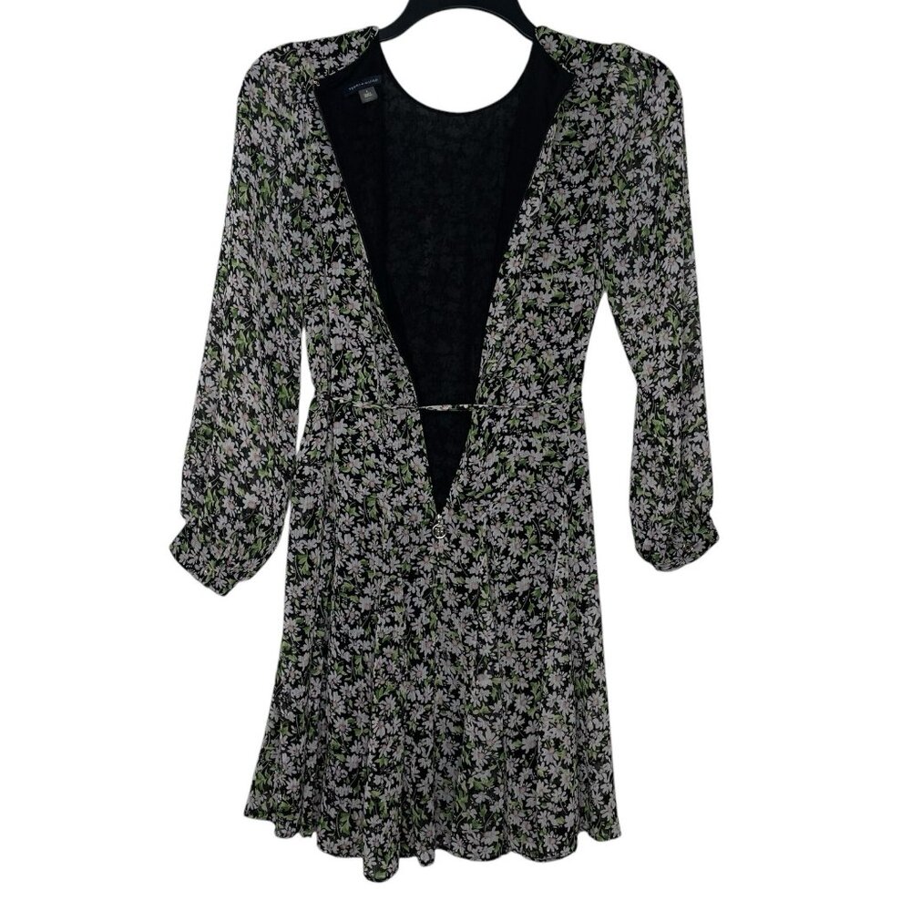 Tommy Hilfiger Floral Dress Size 4 Fit Flare Godet Long Sleeve Womens - Picture 6 of 11